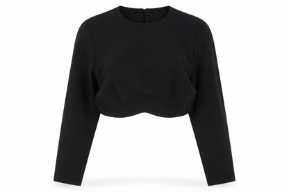 Womens UK Size 8 ASOS Black Cropped Blouse