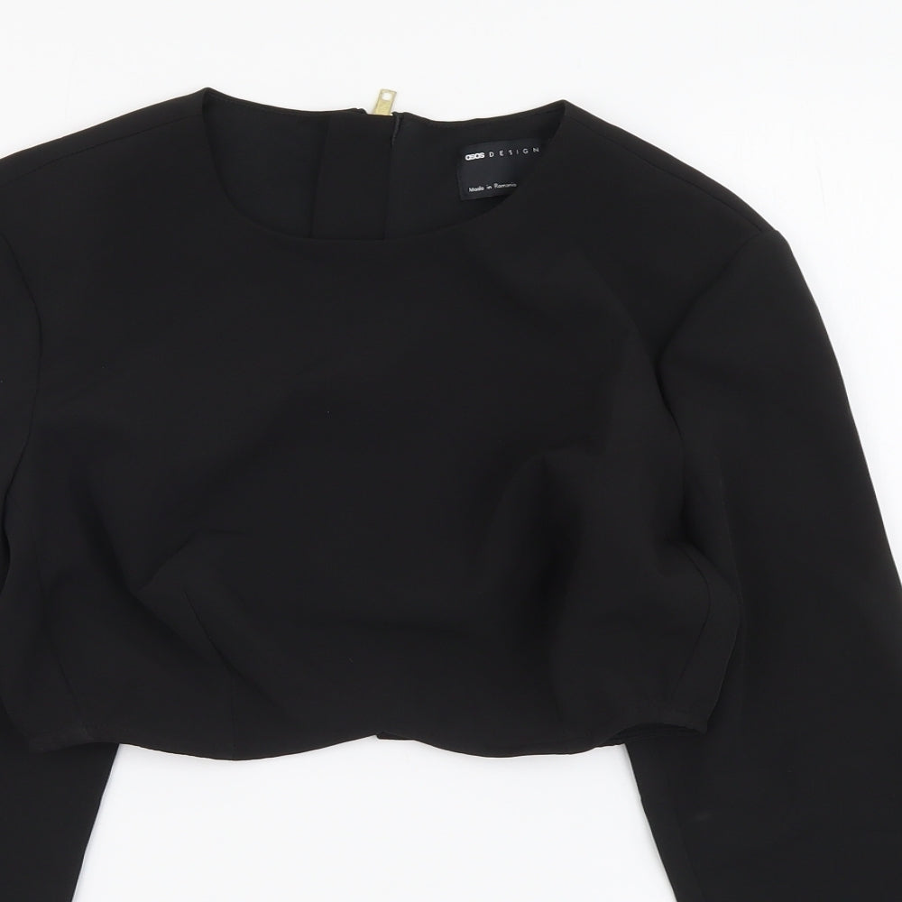 Womens UK Size 8 ASOS Black Cropped Blouse