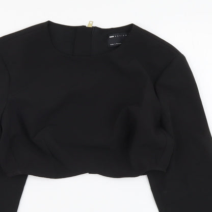 Womens UK Size 8 ASOS Black Cropped Blouse