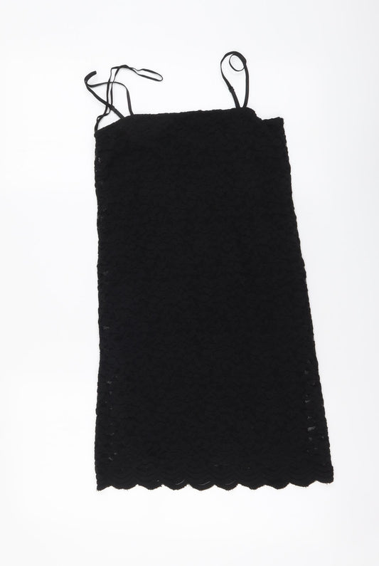 Zara Womens Black Polyester Mini Size M Square Neck Pullover