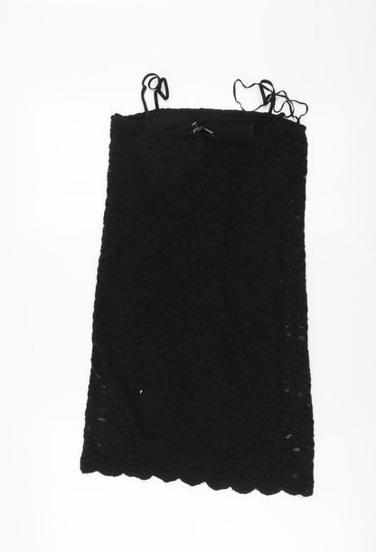 Zara Womens Black Polyester Mini Size M Square Neck Pullover