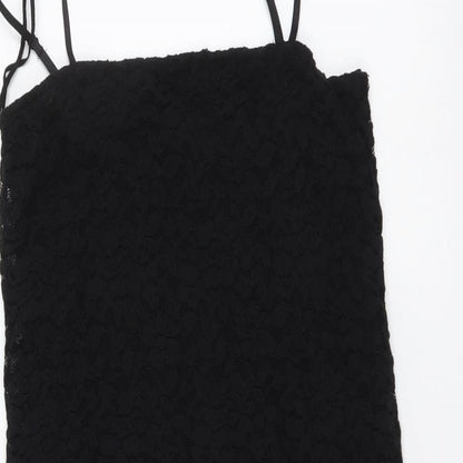 Zara Womens Black Polyester Mini Size M Square Neck Pullover