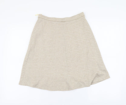 Bequem Womens Beige Acrylic A-Line Skirt Size 8 Zip