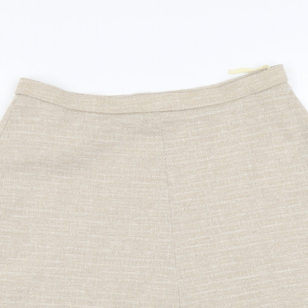 Bequem Womens Beige Acrylic A-Line Skirt Size 8 Zip