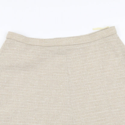 Bequem Womens Beige Acrylic A-Line Skirt Size 8 Zip