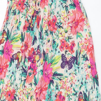 Accessorize Womens Multicoloured Floral Viscose A-Line Size XS Off the Shoulder Pullover