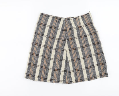 Primark Womens Beige Plaid Polyester Mini Skirt Size 6 Zip