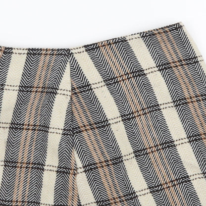 Primark Womens Beige Plaid Polyester Mini Skirt Size 6 Zip