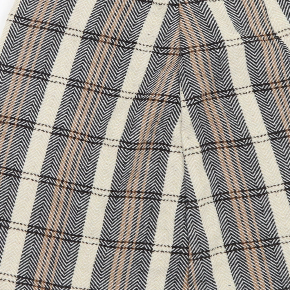 Primark Womens Beige Plaid Polyester Mini Skirt Size 6 Zip