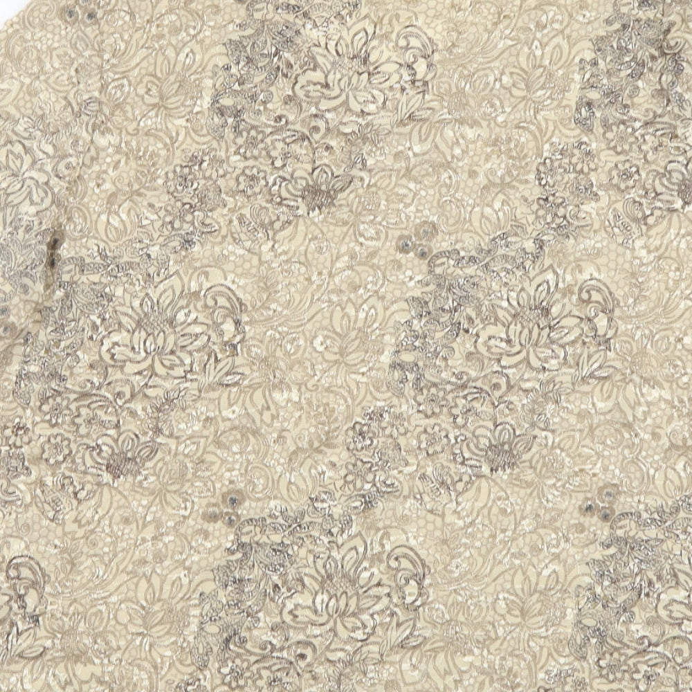 Berkertex Womens Beige Floral Nylon Basic T-Shirt Size 18 V-Neck