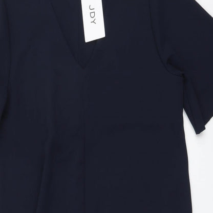 JDY Womens Blue Polyester A-Line Size L V-Neck Pullover