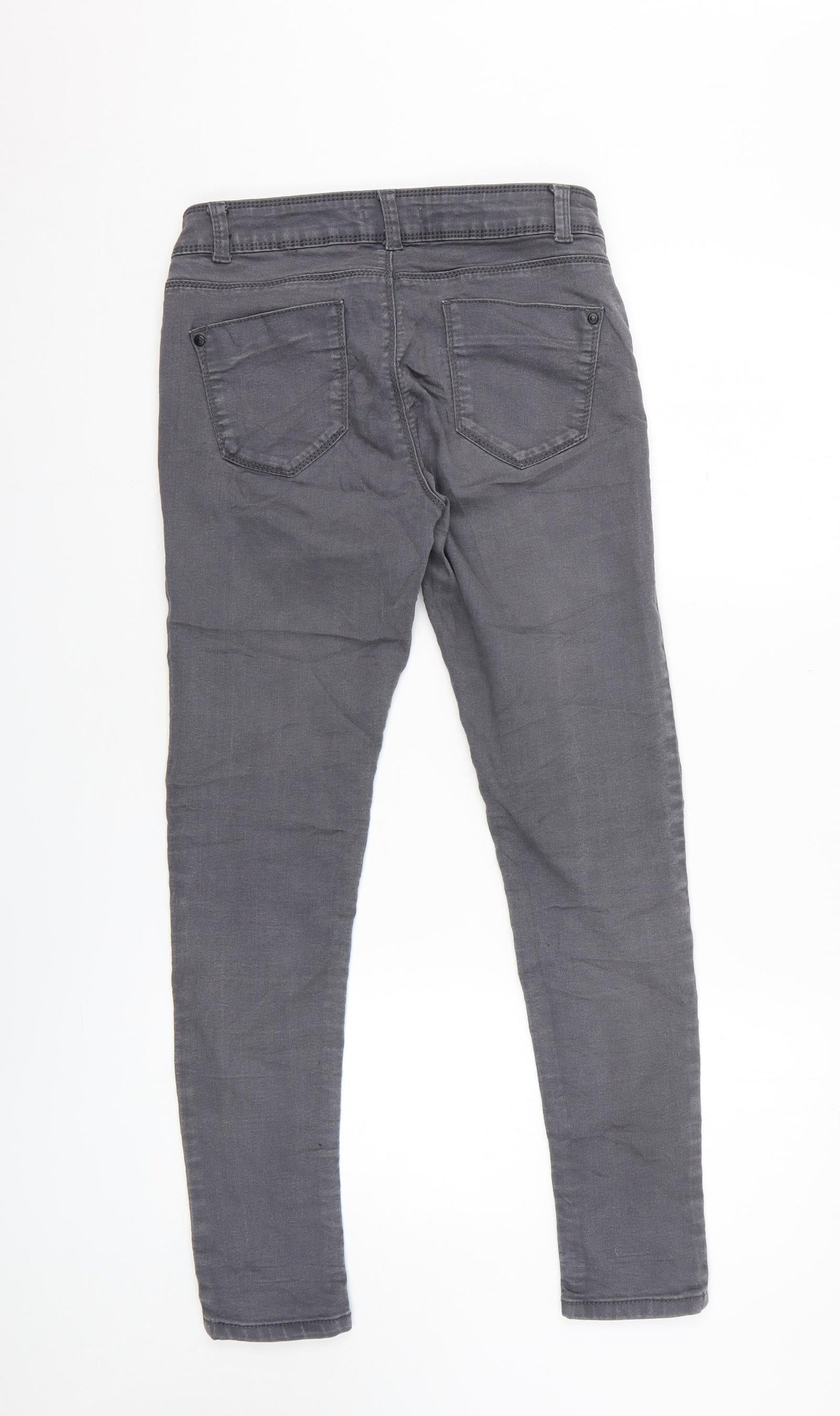 Dorothy Perkins Womens Grey Cotton Skinny Jeans Size 10 L26.5 in Regular Zip