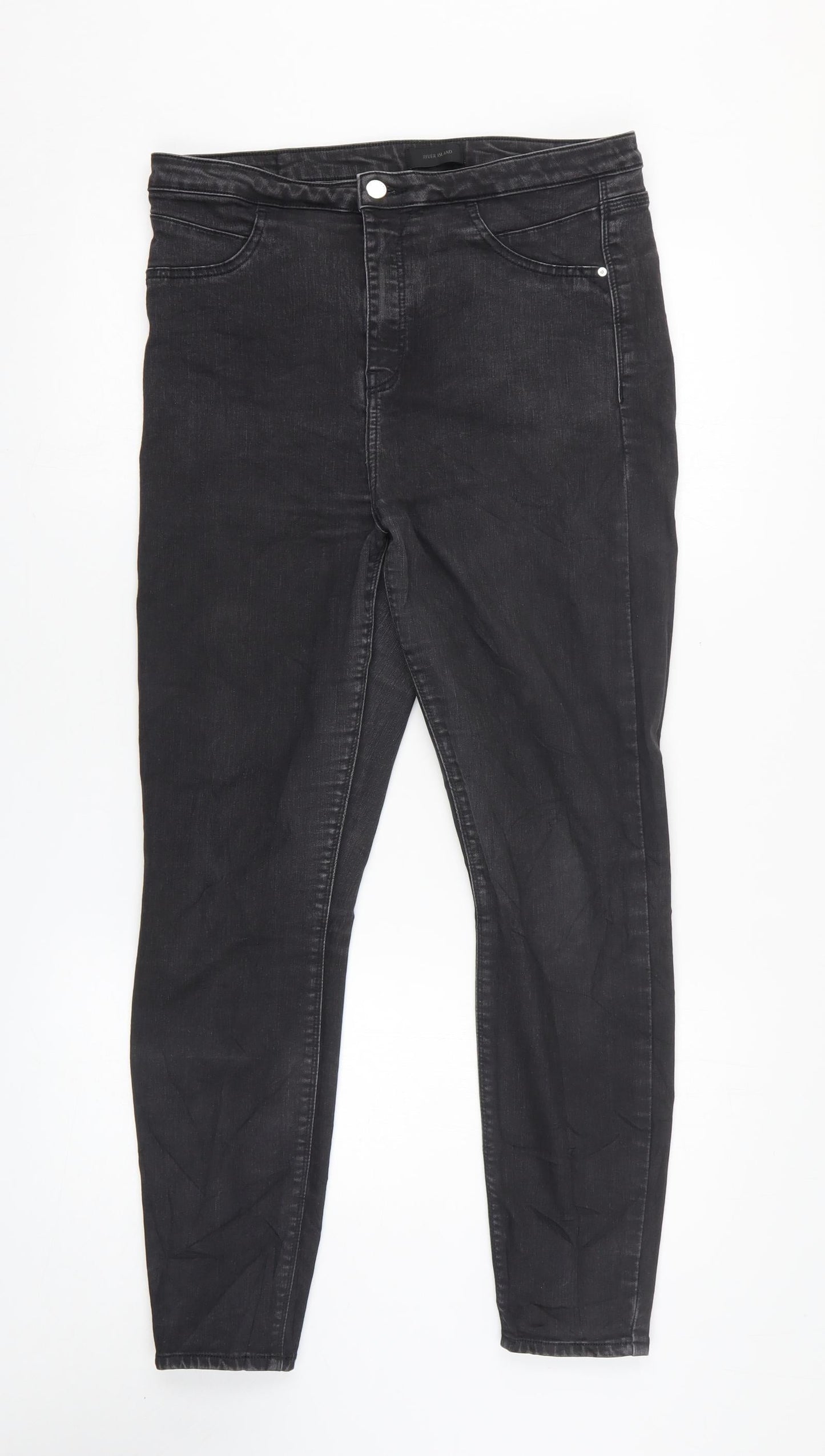 Mens UK Size 16 River Island Regular Fit Skinny Black Jeans