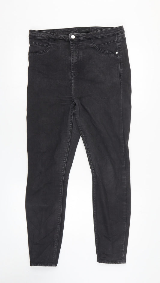 Mens UK Size 16 River Island Regular Fit Skinny Black Jeans