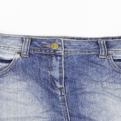 Indigo Girls Blue Cotton Mini Skirt Size 10-11 Years Regular Zip