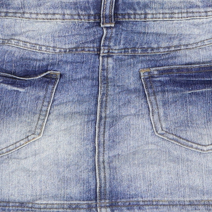Indigo Girls Blue Cotton Mini Skirt Size 10-11 Years Regular Zip
