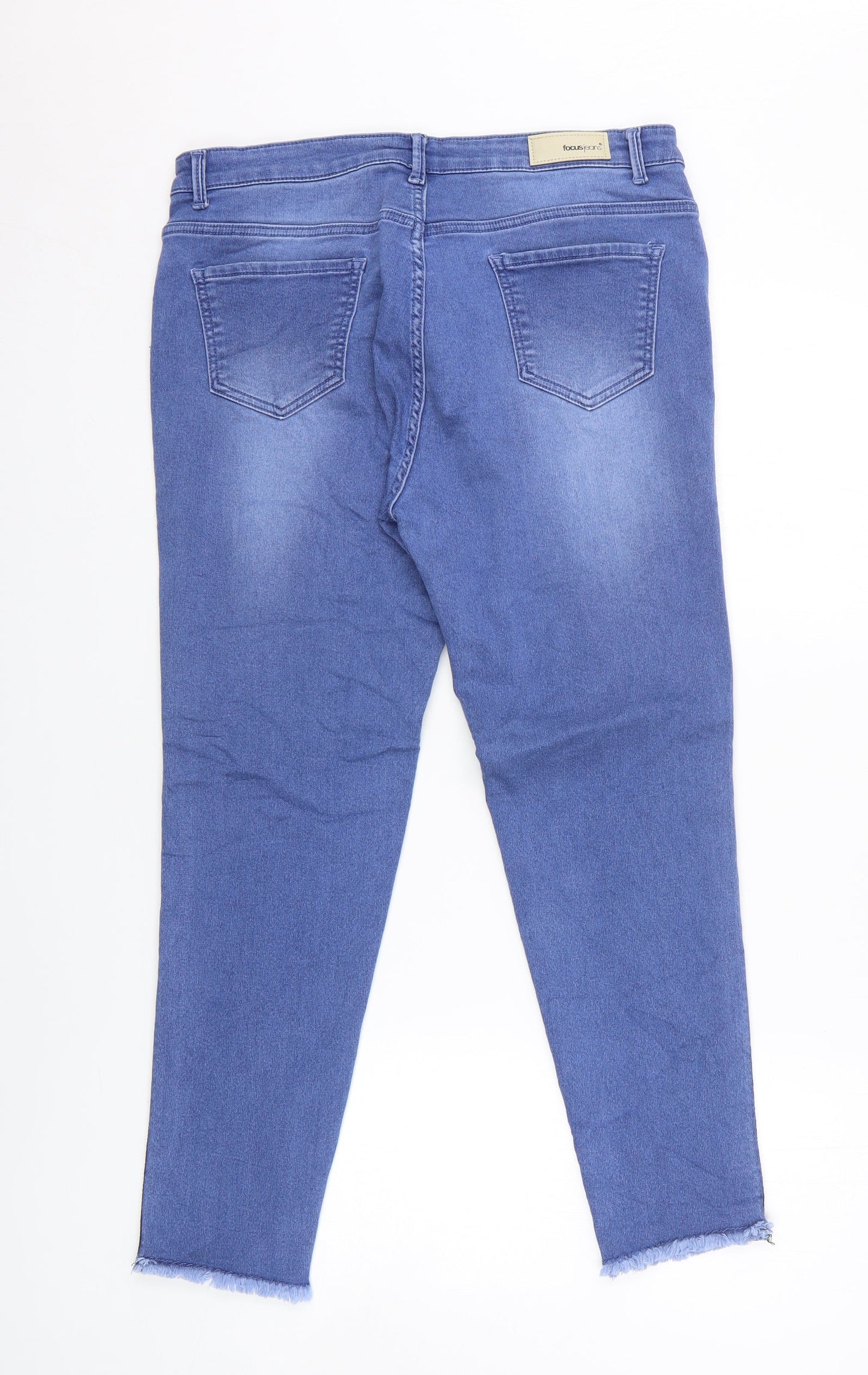 Focus Womens Blue Striped Cotton Skinny Jeans Size 34 in L25.5 in Regular Zip