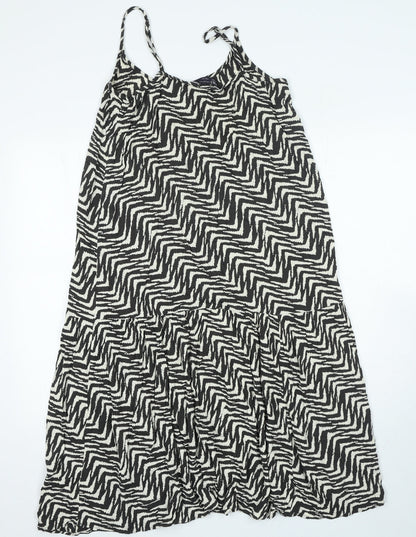 Marks and Spencer Womens Beige Geometric Viscose A-Line Size 12 V-Neck Pullover