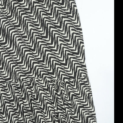 Marks and Spencer Womens Beige Geometric Viscose A-Line Size 12 V-Neck Pullover