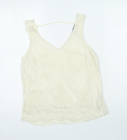 Womens UK Size 10 Oasis Ivory Basic Blouse