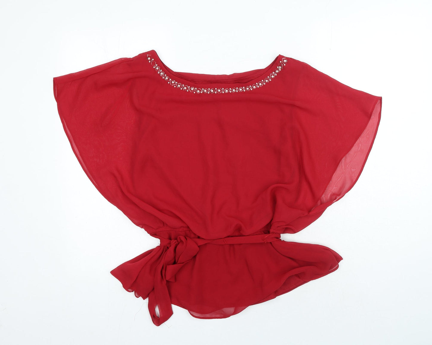 JRNY Womens Red Polyester Basic Blouse Size 6 Boat Neck