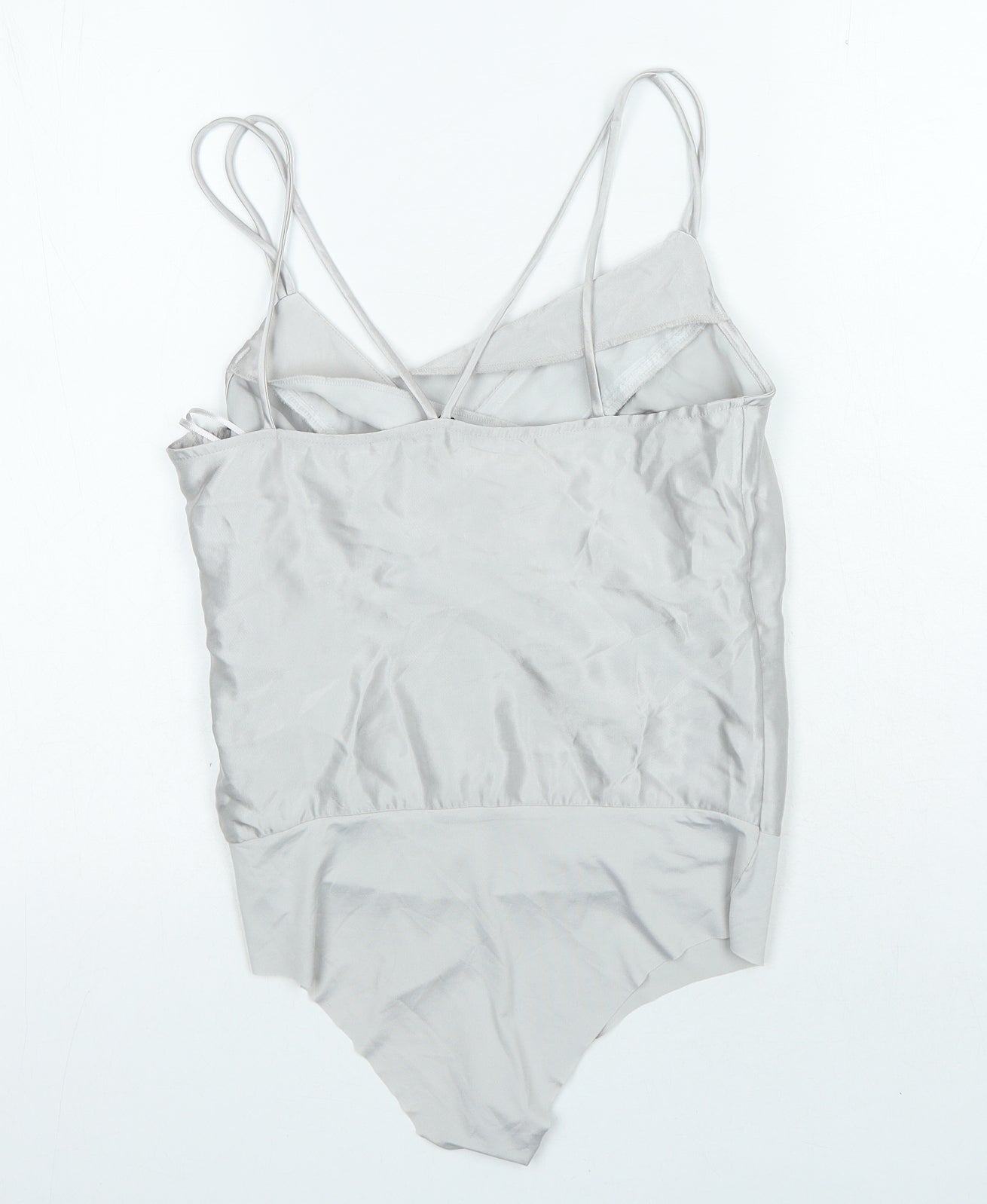 Zara Womens Silver Polyester Bodysuit One-Piece Size XS Snap