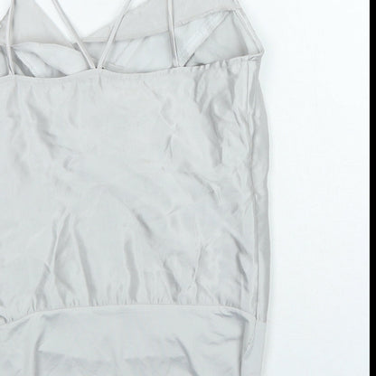 Zara Womens Silver Polyester Bodysuit One-Piece Size XS Snap