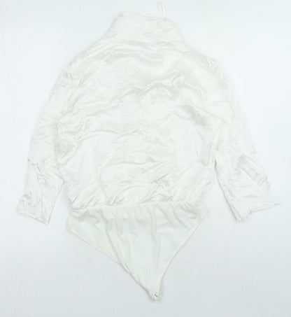 Zara Womens White Polyester Leotard One-Piece Size M Snap