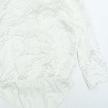 Zara Womens White Polyester Leotard One-Piece Size M Snap