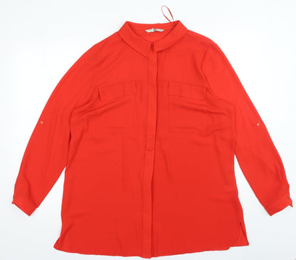 TU Womens Red Polyester Basic Button-Up Size 18 Collared