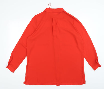 TU Womens Red Polyester Basic Button-Up Size 18 Collared