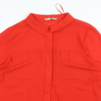 TU Womens Red Polyester Basic Button-Up Size 18 Collared