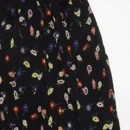 Womens UK Size S Zara Regular Fit Bloomer Black Trousers