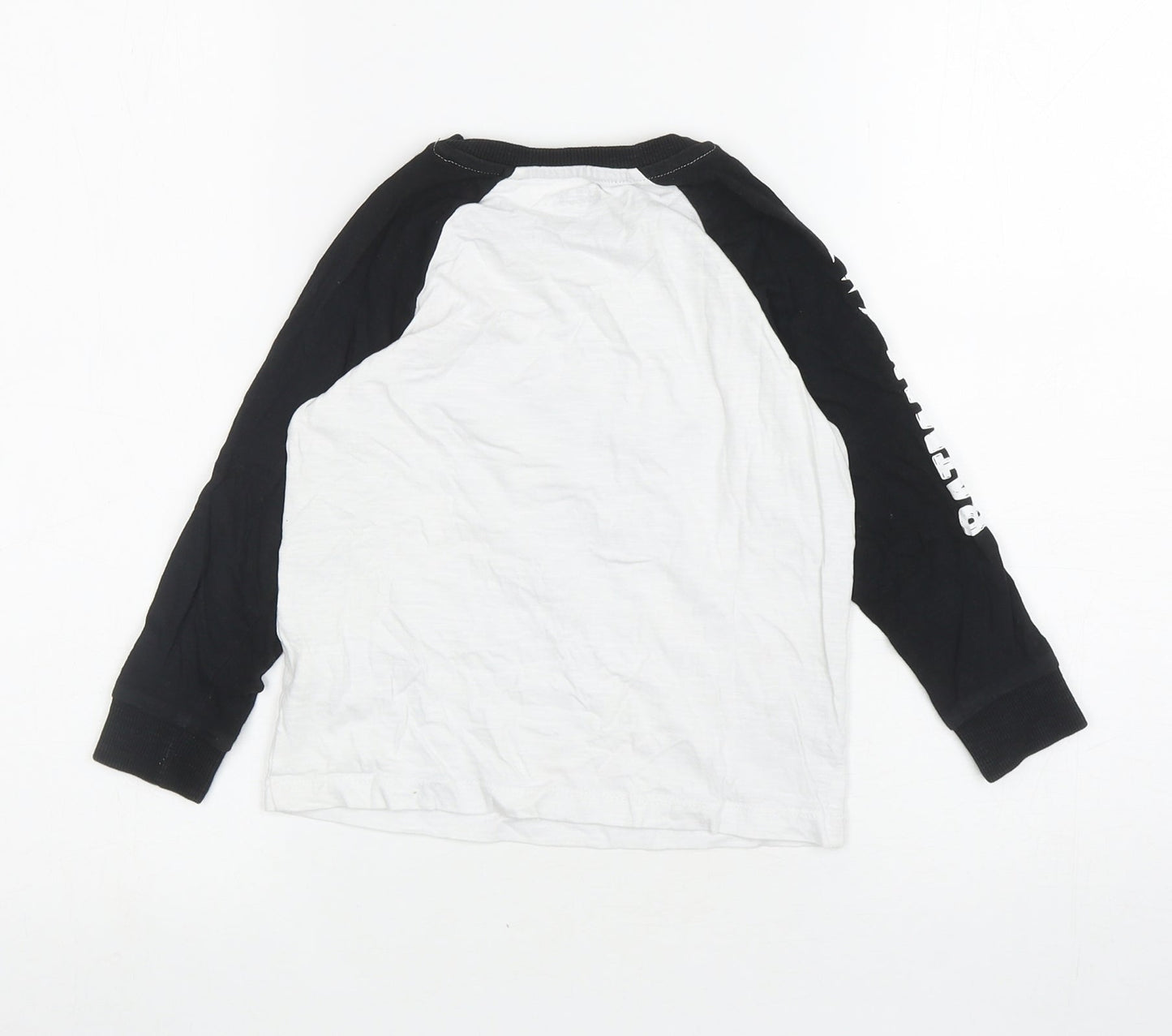 NEXT Boys White Colourblock Cotton Ringer T-Shirt Size 4 Years Round Neck Pullover - Batman