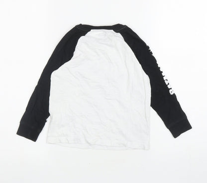 NEXT Boys White Colourblock Cotton Ringer T-Shirt Size 4 Years Round Neck Pullover - Batman