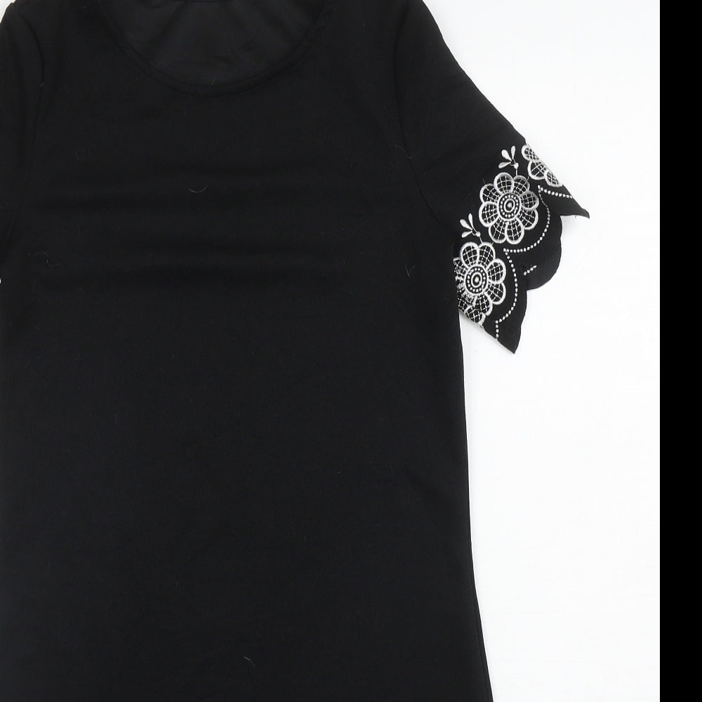 Womens UK Size S Preworn Black Tunic Blouse