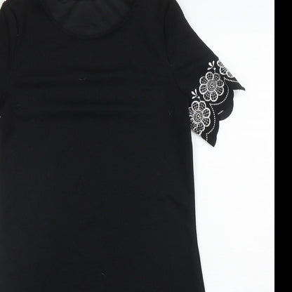 Womens UK Size S Preworn Black Tunic Blouse