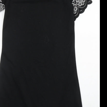 Womens UK Size S Preworn Black Tunic Blouse