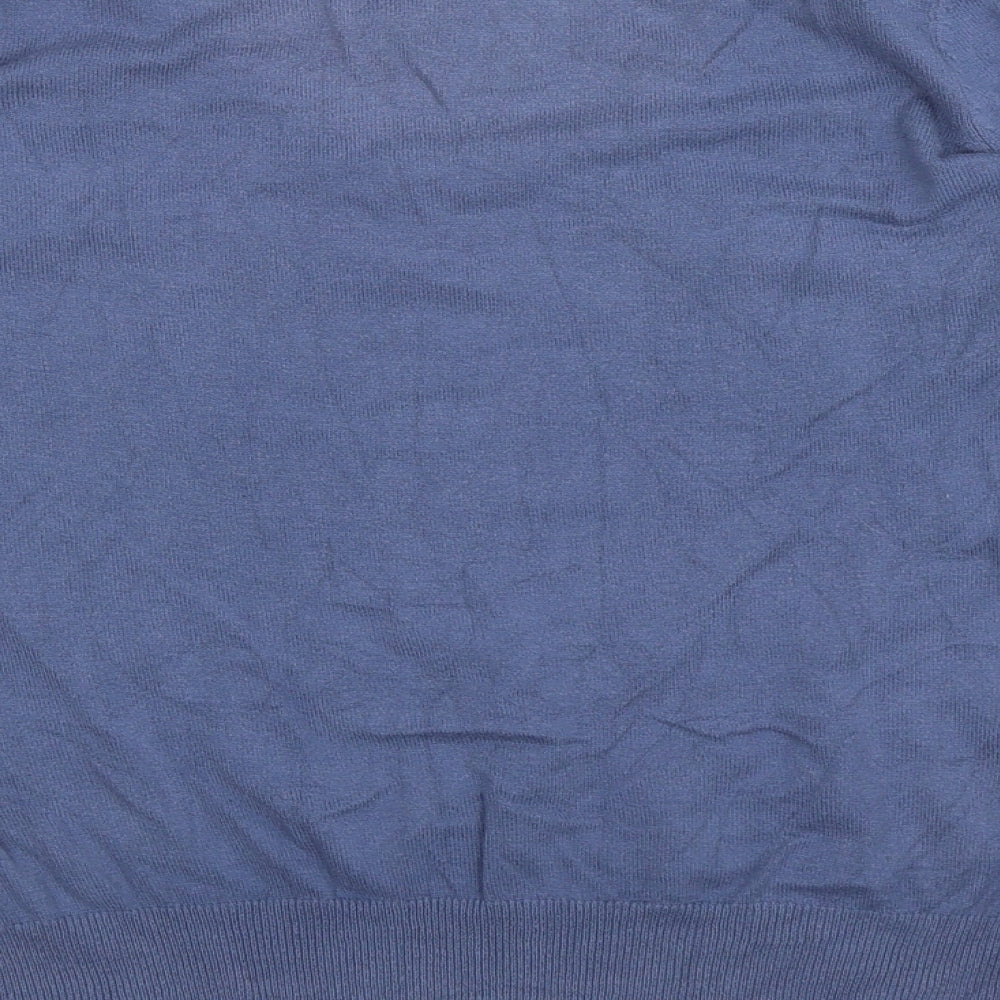 F&F Womens Blue Scoop Neck Cotton Pullover Jumper Size 14