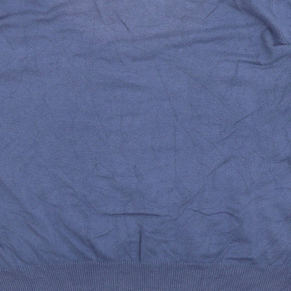 F&F Womens Blue Scoop Neck Cotton Pullover Jumper Size 14