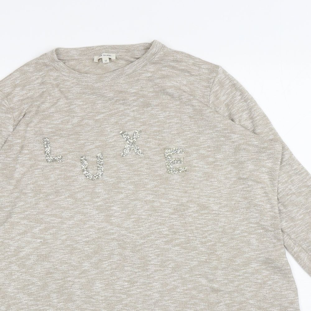 Womens UK Size 12 River Island Beige Pullover Jumper