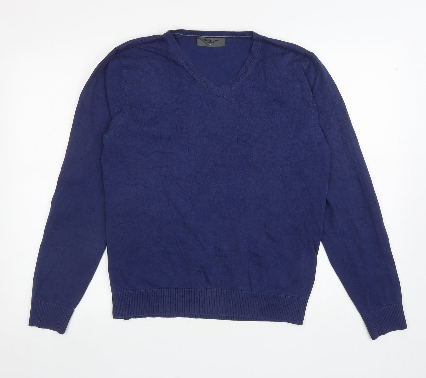 Burton Mens Blue V-Neck Cotton Pullover Jumper Size L