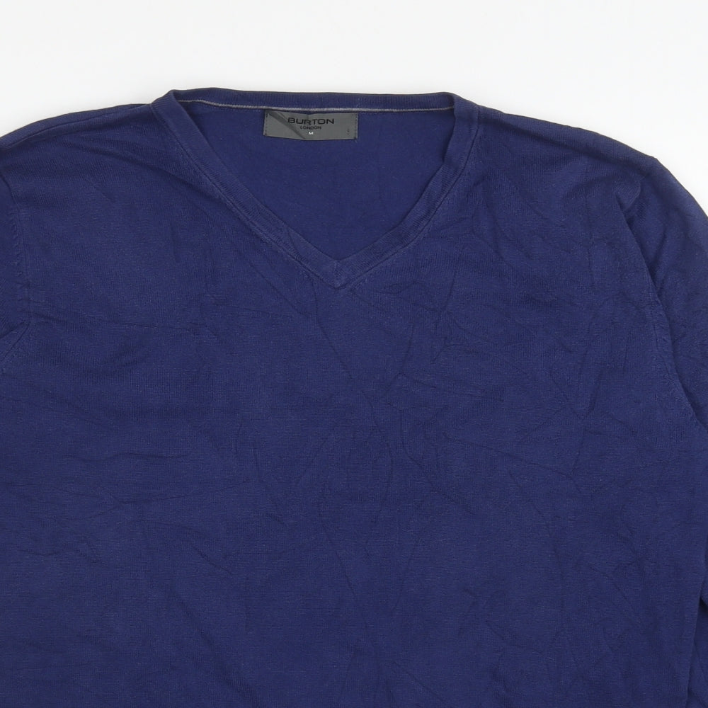 Burton Mens Blue V-Neck Cotton Pullover Jumper Size L