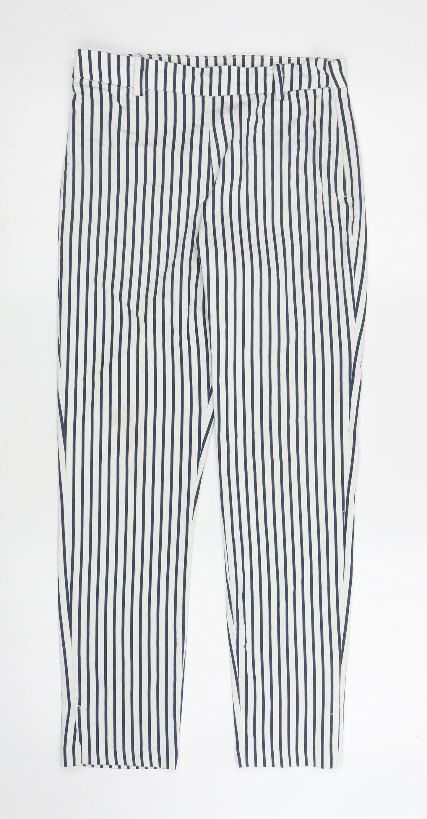 Womens UK Size 8 H&M Regular Fit Carrot White Trousers