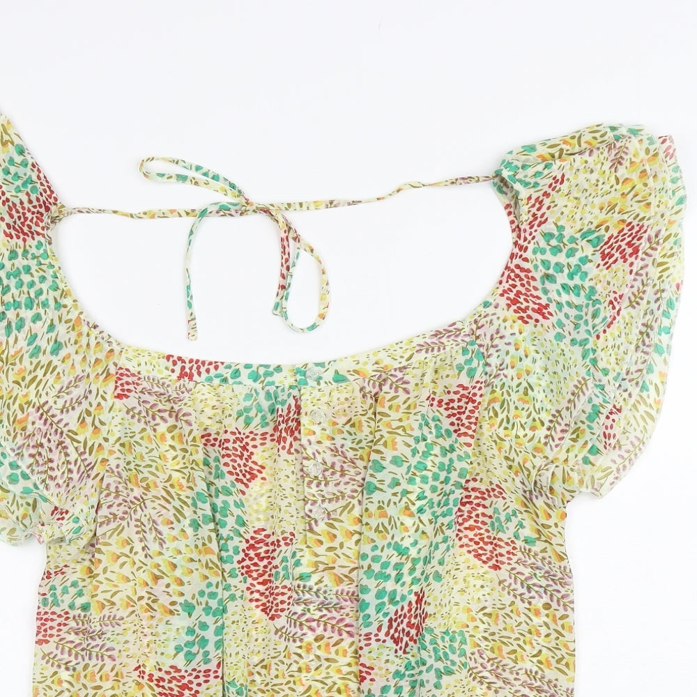 Debenhams Womens Multicoloured Floral Polyester Basic Blouse Size 16 Off the Shoulder - Tie