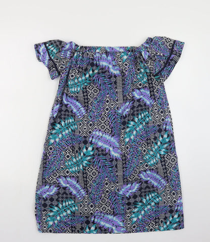 Primark Womens Multicoloured Geometric Polyester Tunic Blouse Size 8 Off the Shoulder