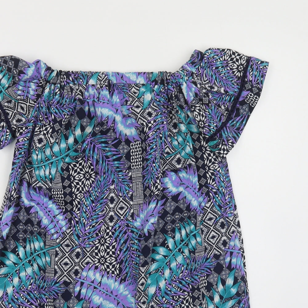 Primark Womens Multicoloured Geometric Polyester Tunic Blouse Size 8 Off the Shoulder