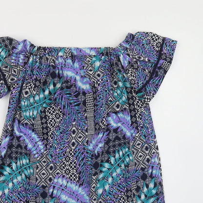 Primark Womens Multicoloured Geometric Polyester Tunic Blouse Size 8 Off the Shoulder