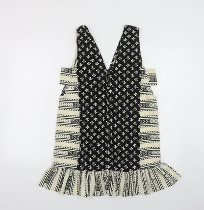 ASOS Womens Black Geometric Polyester Tank Dress Size 8 V-Neck Button