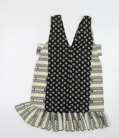 ASOS Womens Black Geometric Polyester Tank Dress Size 8 V-Neck Button